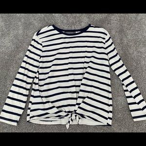 Navy and white striped shirt